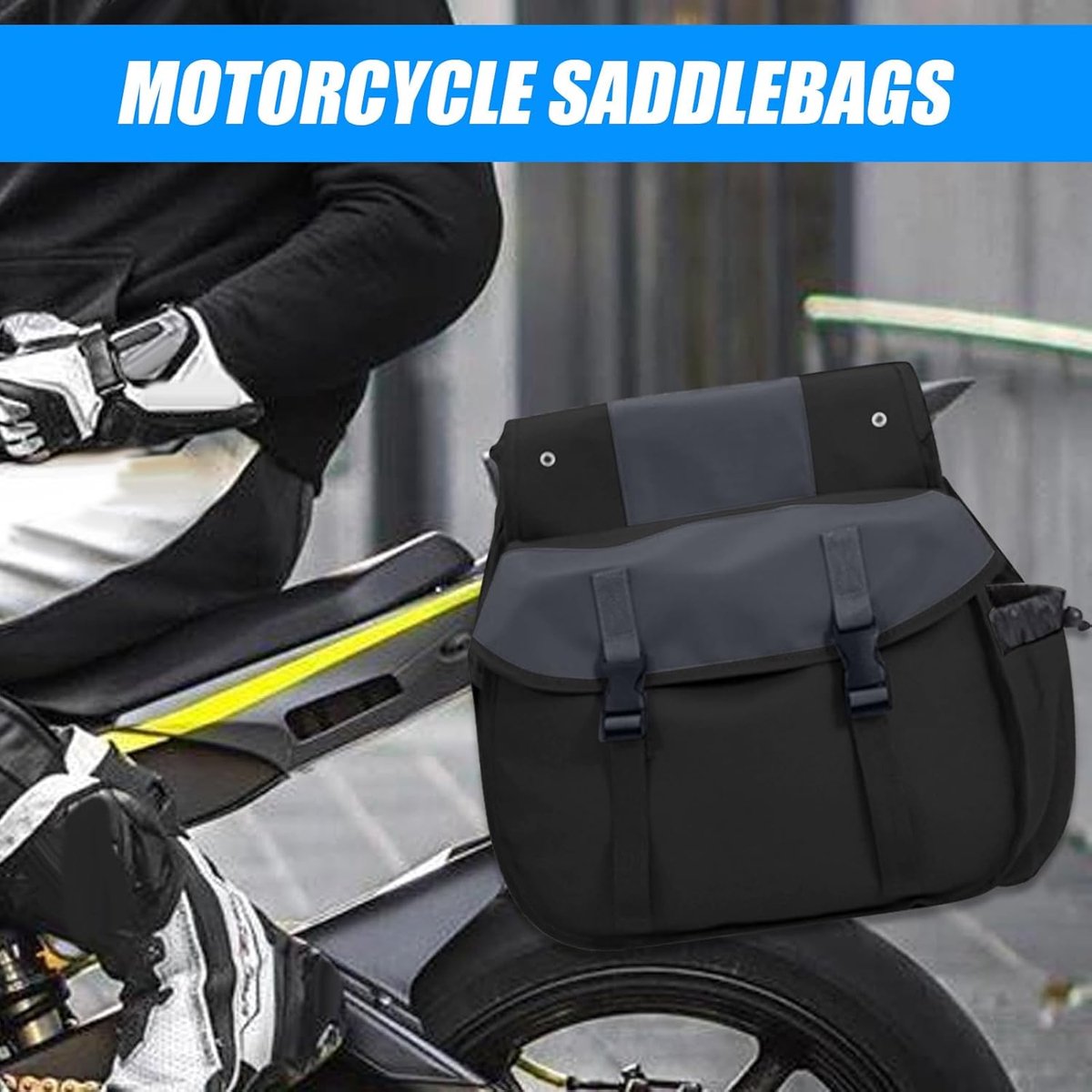 Bicycle pannier - Motorcycle tool bag - Waterproof motorcycle storage - Waterproof rear rack - Large capacity rigid pannier - Ideal for cycling and adventure travel - 107 x 17 cm - Image 2