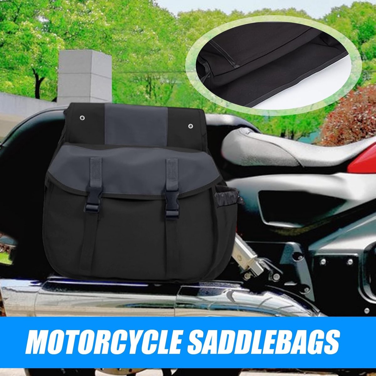 Bicycle pannier - Motorcycle tool bag - Waterproof motorcycle storage - Waterproof rear rack - Large capacity rigid pannier - Ideal for cycling and adventure travel - 107 x 17 cm - Image 3