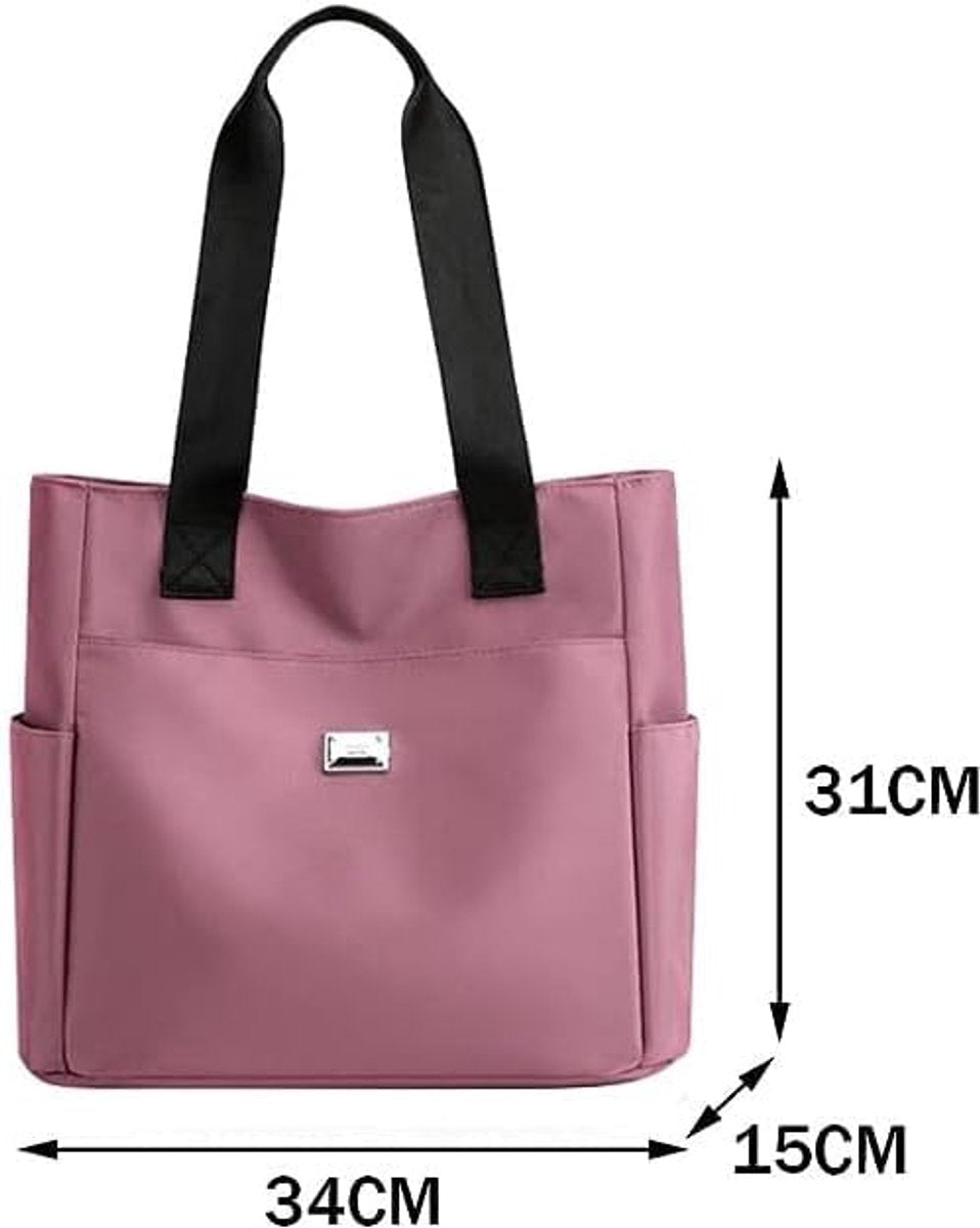 Women's nylon handbags, lightweight handbag with multiple pockets, large waterproof shoulder bag, black - Image 4
