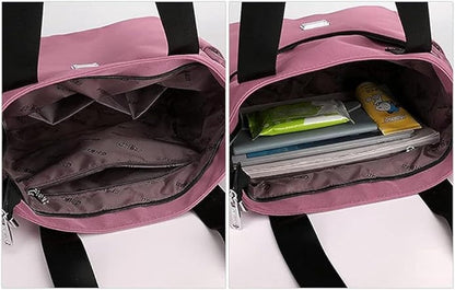 Women's nylon handbags, lightweight handbag with multiple pockets, large waterproof shoulder bag, black - Image 5