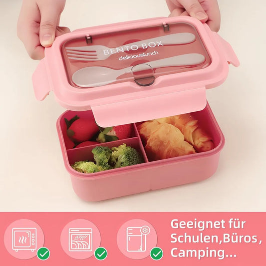 Lunch boxes - lunch box - adult lunch box - child's lunch box - Kinder lunch box - 3-compartment leakproof lunch box - bento box with cutlery - 1200 ml - snack box for children and boys - pink - Image 2