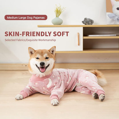 Warm Dog Coat - Winter Clothes for Medium Dogs - Shedding Suit - Full Dog Suit - Glow in the Dark - Pink - Size M - Perfect for Small Dogs - Medium-Sized Dogs - Image 5