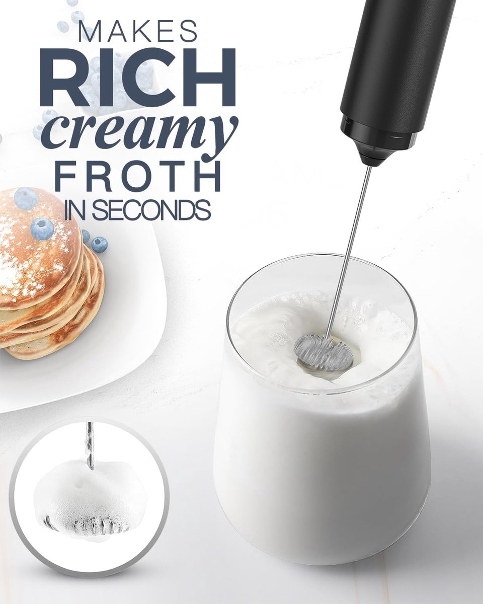 USB rechargeable electric milk frother for coffee, latte, cappuccino and hot chocolate, Black - Image 7