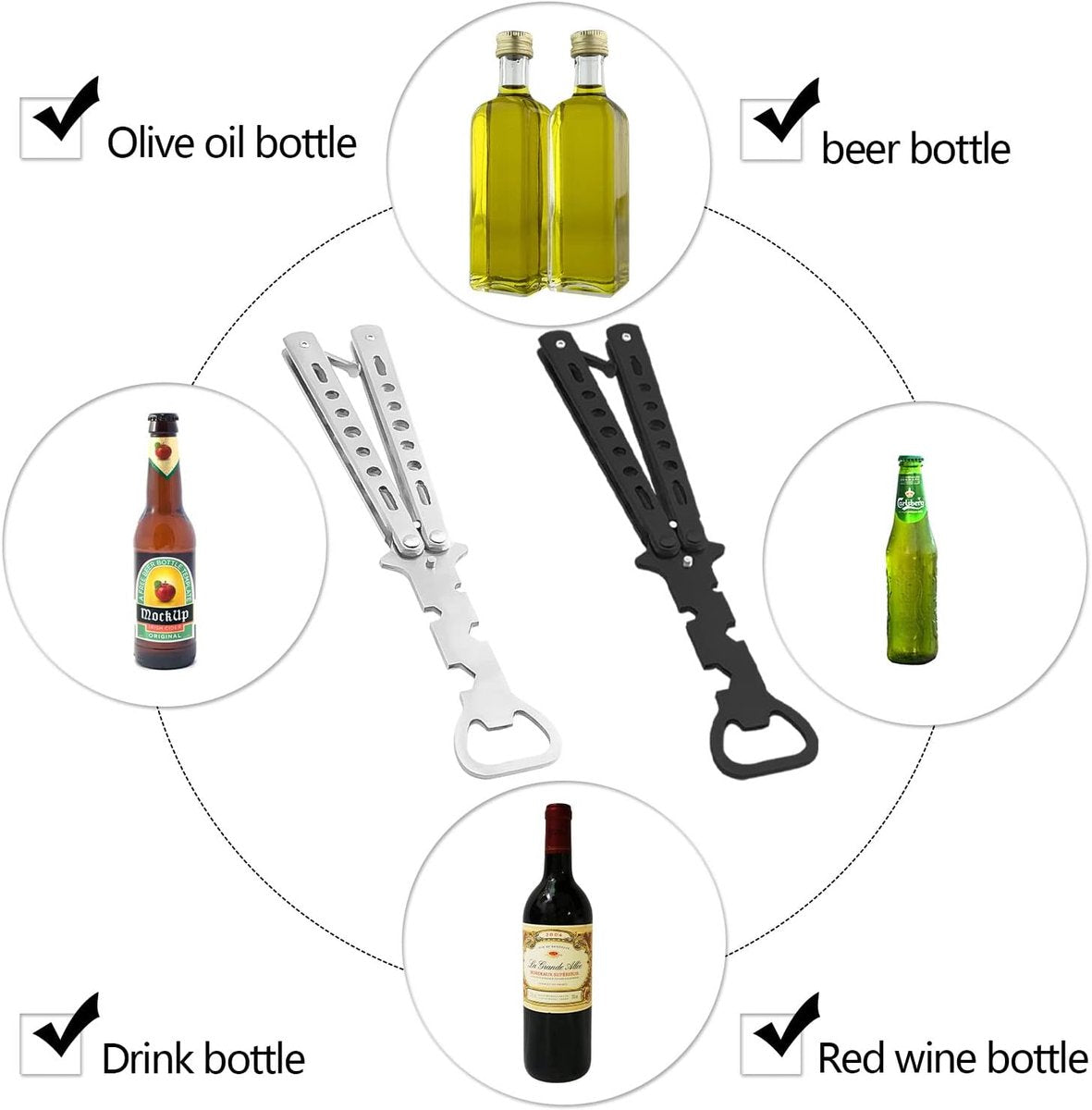 Bottle opener - set of 2 bottle openers - butterfly bottle opener - beer bottle opener - multifunctional bottle opener - butterfly bottle opener - for beer - soft drinks - cocktail shaker bar supplies - Image 7