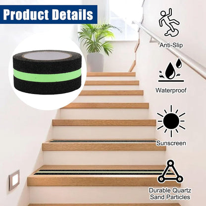 Anti-slip adhesive tape - 2 rolls - Safety tape - Stair tape - Anti-slip tape - For stepladders, ladders, and outdoor use - Glows in the dark - Black - 5 cm x 5 m - Image 7