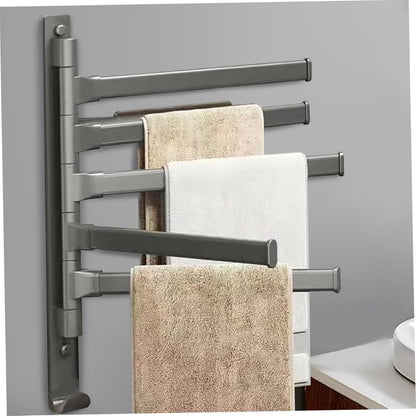 General towel rack - 5 arms - rotating - self-adhesive - no drilling required - bathroom accessory - black - Image 2