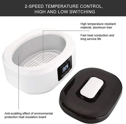 Paraffin wax warmer - Candle wax melting pot with handle and heat-insulating plate - Fast and adjustable heating - 2 speeds - Large 2000ml capacity and easy to use - For skin treatment (Wit) - Image 4