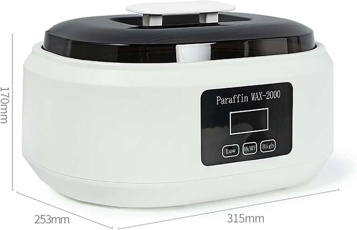Paraffin wax warmer - Candle wax melting pot with handle and heat-insulating plate - Fast and adjustable heating - 2 speeds - Large 2000ml capacity and easy to use - For skin treatment (Wit) - Image 6