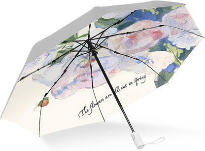 Automatic umbrella, parasol, automatic folding anti-ultraviolet umbrella for women, windproof and rainproof, mini umbrella, 8-rib umbrella, suitable for adults and children, travel parasol
