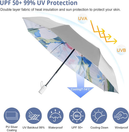 Automatic umbrella, parasol, automatic folding anti-ultraviolet umbrella for women, windproof and rainproof, mini umbrella, 8-rib umbrella, suitable for adults and children, travel parasol - Image 4