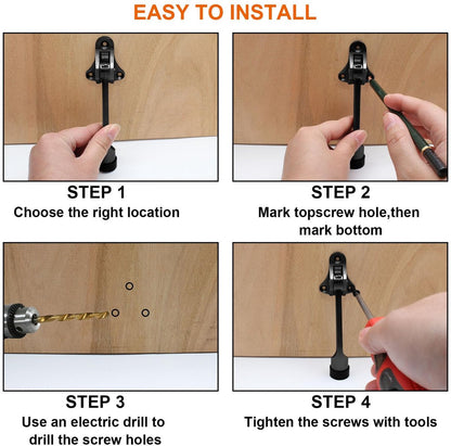 Set of 2 heavy-duty stainless steel doorstops with non-slip rubber tips for heavy doors, adjustable, door handle protection, 13 cm, black - Image 5