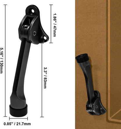 Set of 2 heavy-duty stainless steel doorstops with non-slip rubber tips for heavy doors, adjustable, door handle protection, 13 cm, black - Image 6