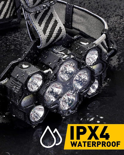 Headlamp - Rechargeable LED Headlamp - 10 LEDs - Extra powerful - 1000 lumens - 150-meter beam distance - Adjustable - Image 3
