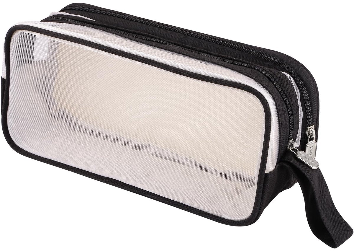 Large capacity transparent pencil case with compartments - 22.5 x 7.5 x 9.5 cm - For School, Boys, Girls and Adults
