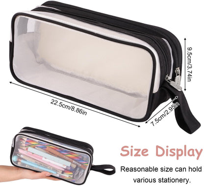 Large capacity transparent pencil case with compartments - 22.5 x 7.5 x 9.5 cm - For School, Boys, Girls and Adults - Image 2