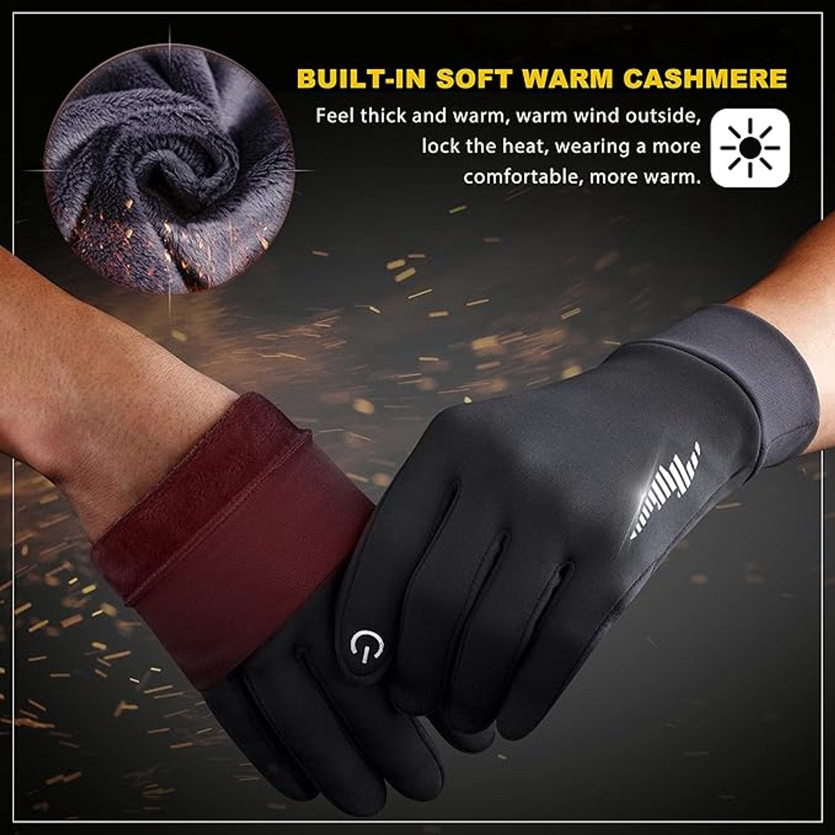Gloves - Cycling gloves - Winter gloves - Waterproof gloves - Warm winter gloves - Windproof gloves - For driving - Biking - Skiing and working outdoors in cold weather - For men and women - Touchscreen compatible (M) - Image 3