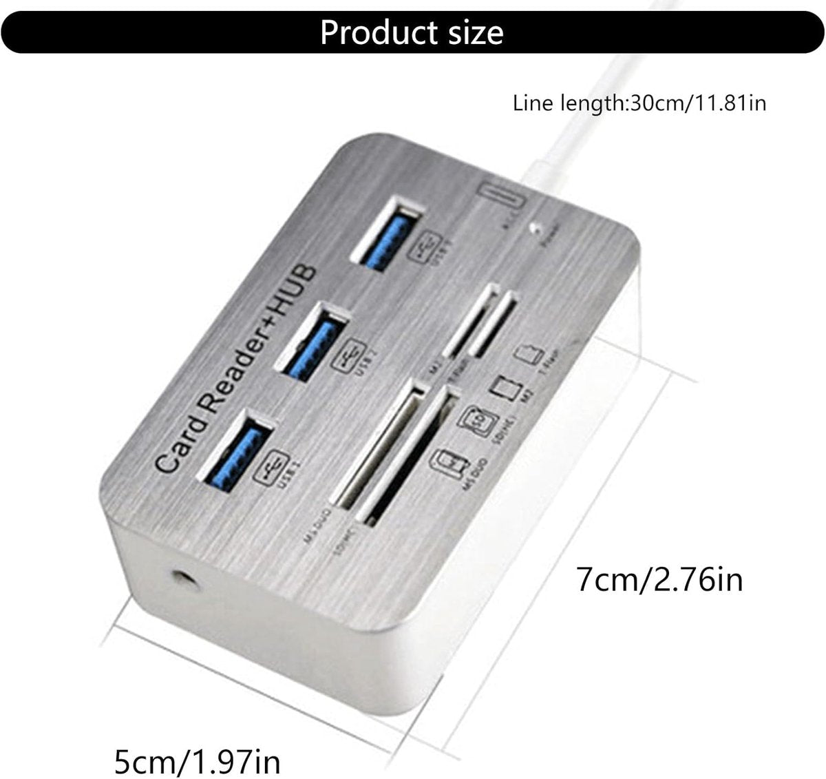 USB 3.0 Hub with 3-Port Splitter and Memory Card Reader - SD/TF/Micro SD Card Reader - USB 3.0 Hub - Image 5