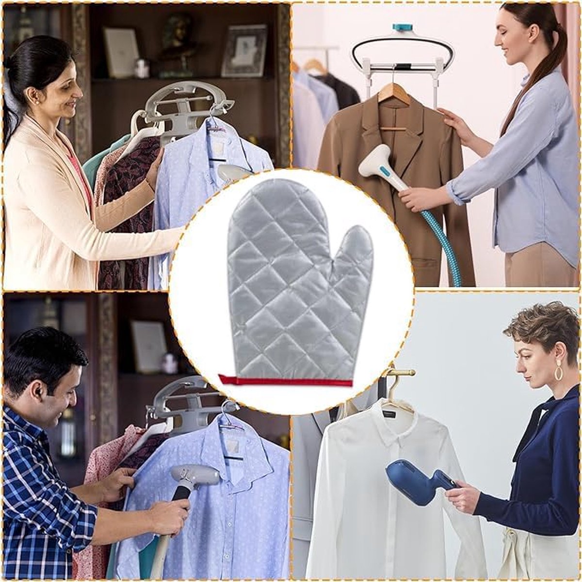 Ironing gloves for garment steamers, set of 4, flexible, steam-resistant, heat-resistant, waterproof, for garment steamers - Silver2 - Image 4