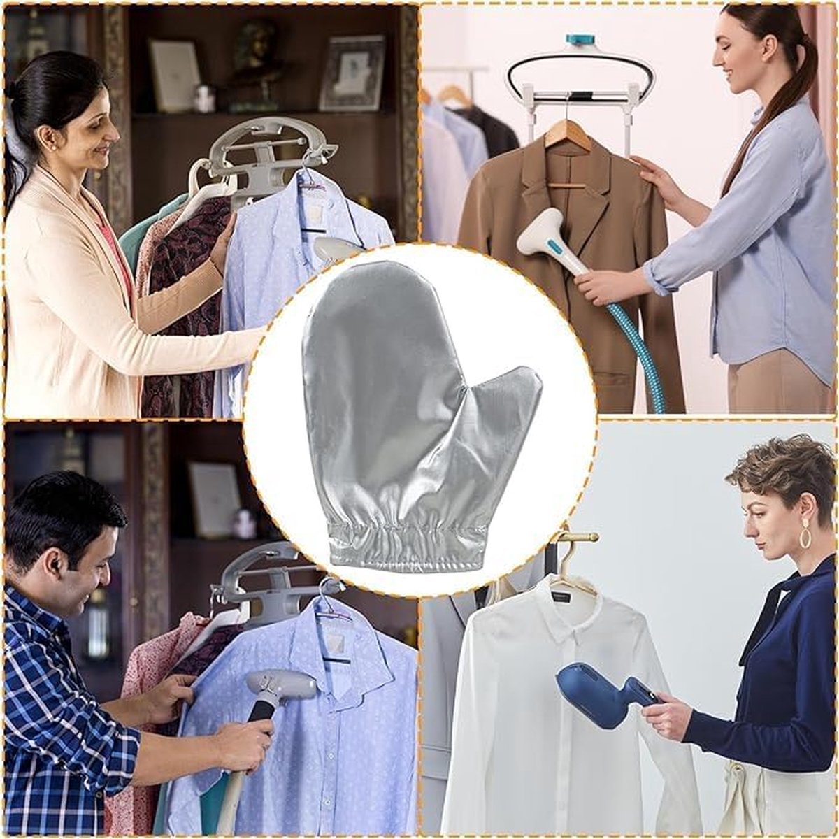 Steam ironing gloves, set of 4, flexible, steam-resistant, heat-resistant, waterproof, for garment steamers - Silver1 - Image 5