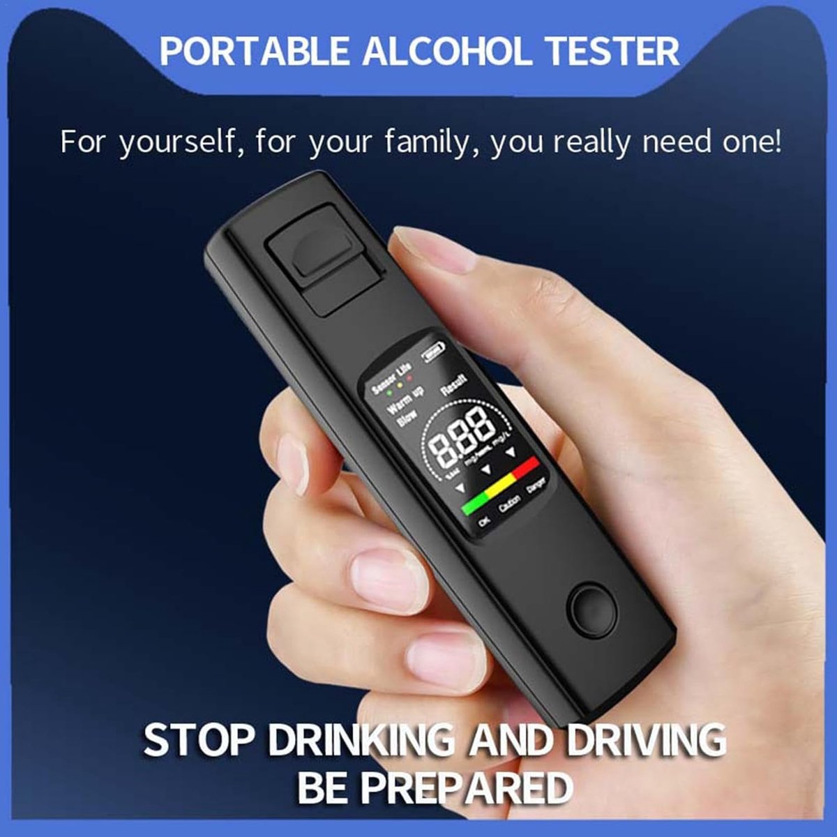 Digital Breathalyzer - Portable Breathalyzer - Rechargeable Breathalyzer - High-Precision Breathalyzer - Portable Digital Breathalyzer - Rapid Breathalyzer - Professional Breathalyzer - 10 x 2.8 cm / 3.94 x 1.1 in - For personal and family use - Image 4