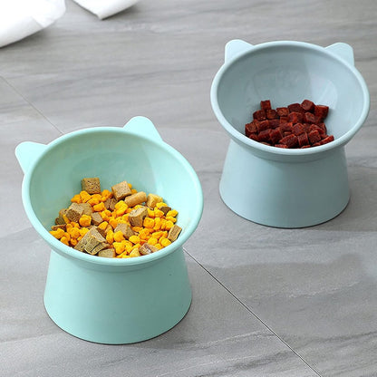 Cat bowl - Feeders - Tilting bowl - Anti-vomiting - Angled design - Blue - Perfect for cats - Indoor use - Pet accessories - Green - Image 4