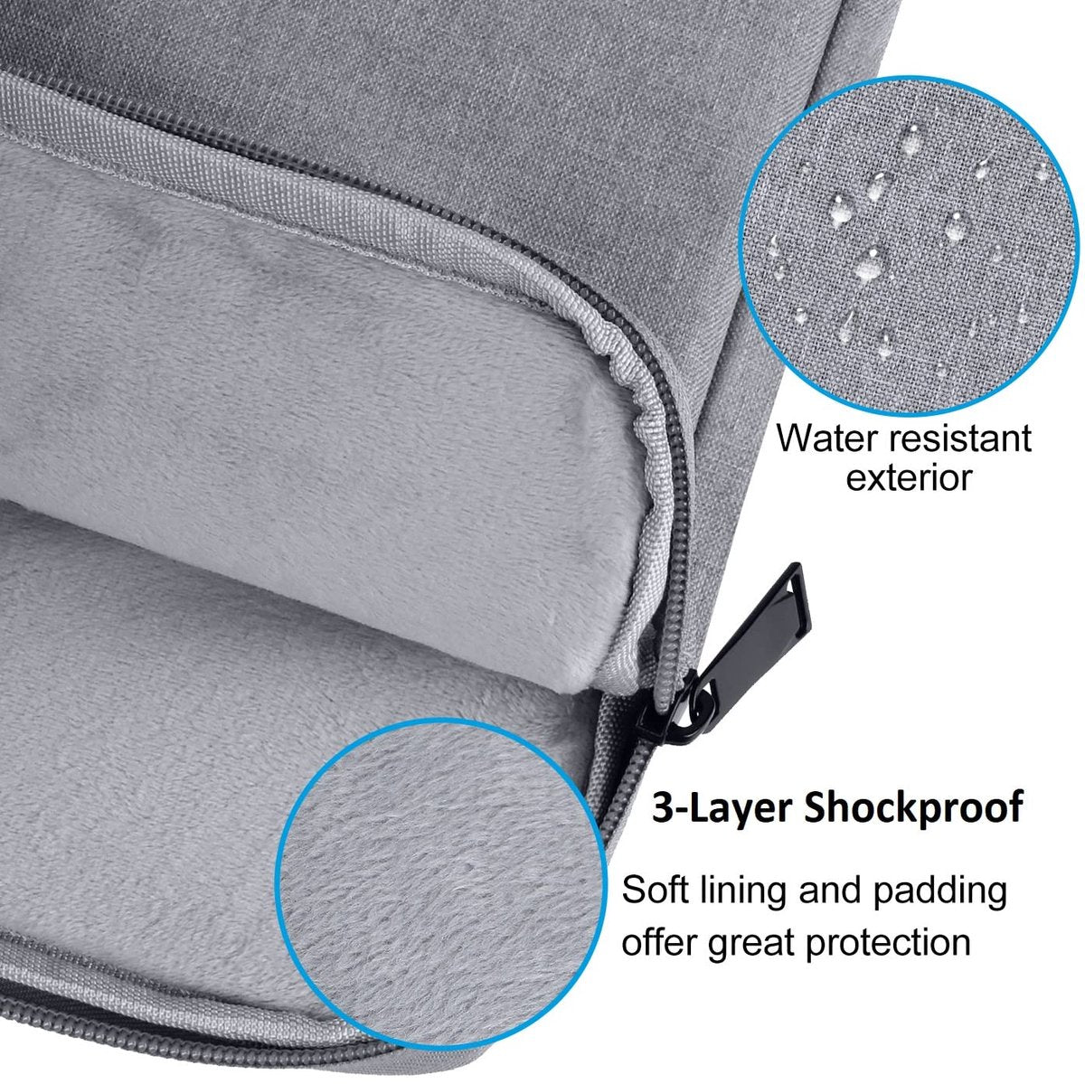 15.6-inch Laptop Sleeve - Protective Case - Laptop Storage Bag - Shockproof - Scratch-resistant - Splash-proof - Gray - Image 2