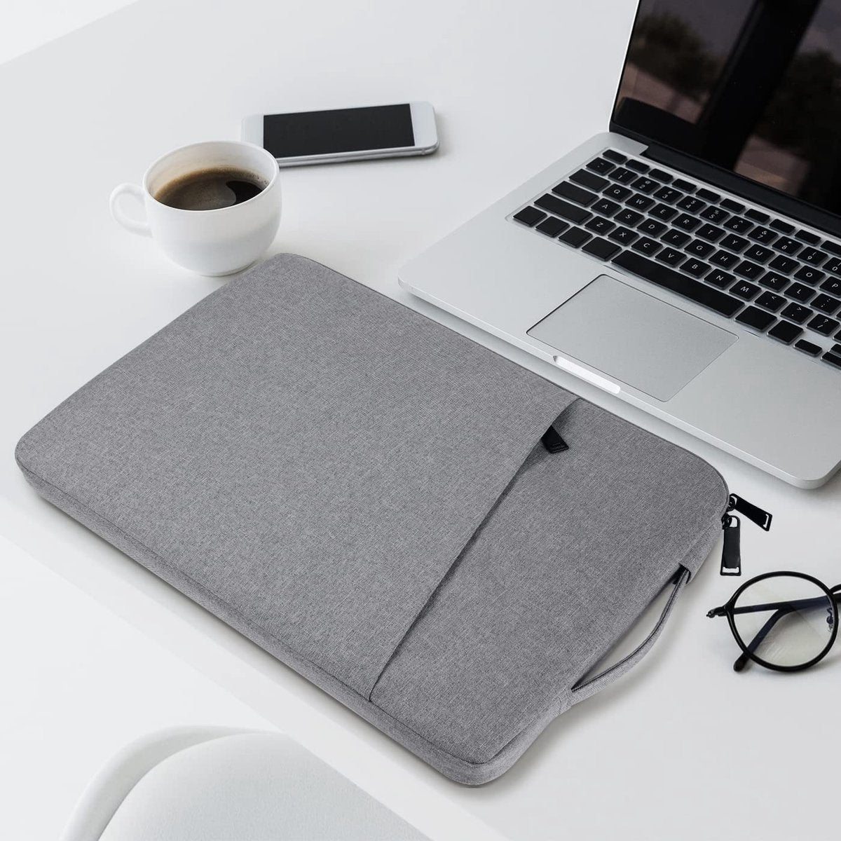 15.6-inch Laptop Sleeve - Protective Case - Laptop Storage Bag - Shockproof - Scratch-resistant - Splash-proof - Gray - Image 3
