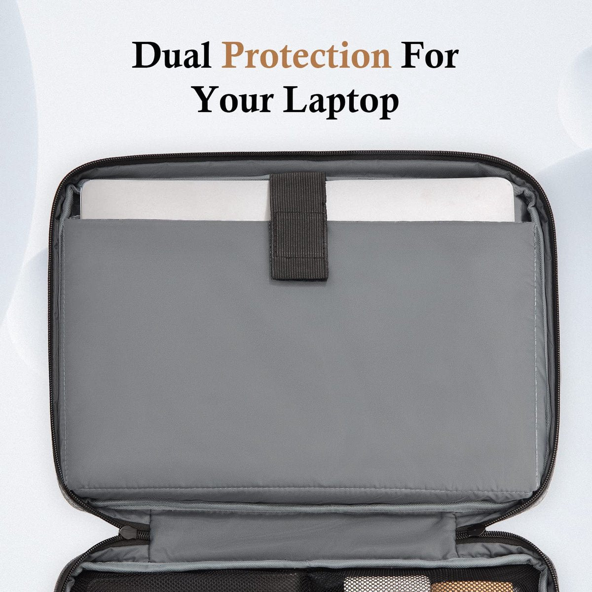 15.6-inch Laptop Sleeve - Shockproof, Scratch-resistant, and Splash-proof - Includes an Extra Storage Compartment for Baby Clothes Accessories - Black/Gray - Image 6