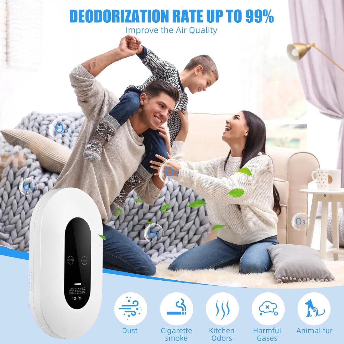Air purifier - Plug-in negative ion air purifier - LED display - Negative ion air purifier - Home air purifier - Negative ion air purifier - Deodorizer - Ionizer - Wit - Image 6