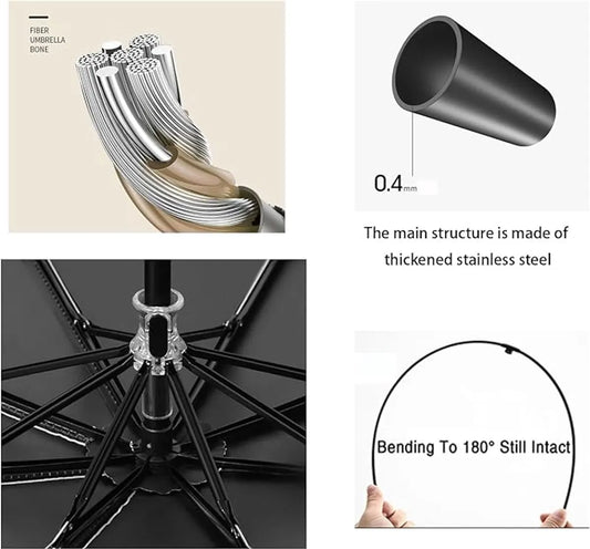 Minimalist Nordic-style umbrella, small 8-rib folding umbrella, travel, outdoor, UV-resistant, wooden handle, suitcase-style, small pocket umbrella for girls - Image 4