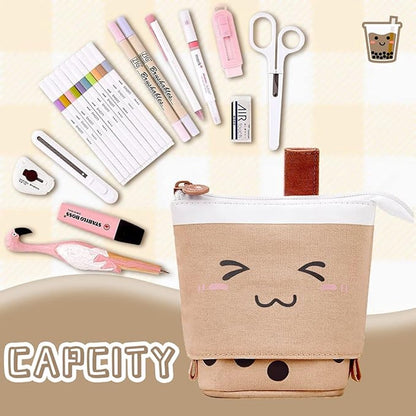 2-in-1 pencil case, cute pencil case, retractable pencil case, foldable pencil holder, vertical retractable pencil holder, makeup bag for students, office, women, girls, boys - Image 5