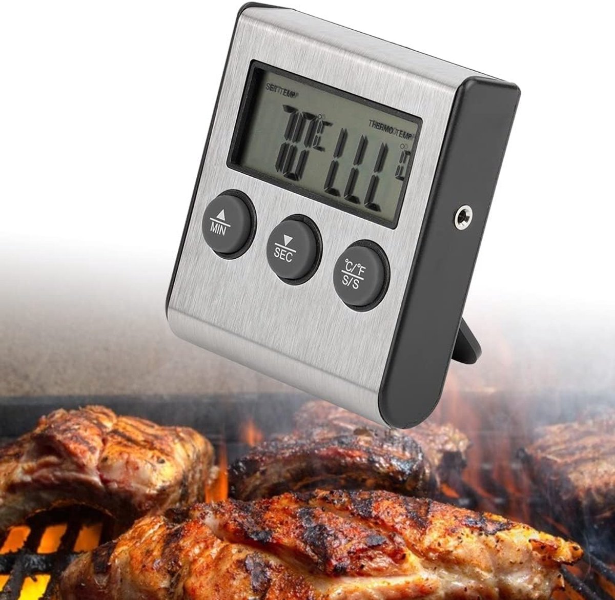 Food Thermometer - Meat Thermometer - Grill Thermometer - Meat Cooking Probe - Accurate Digital Kitchen Thermometer with Timer - Suitable for Cooking and Outdoor Grilling - Image 2