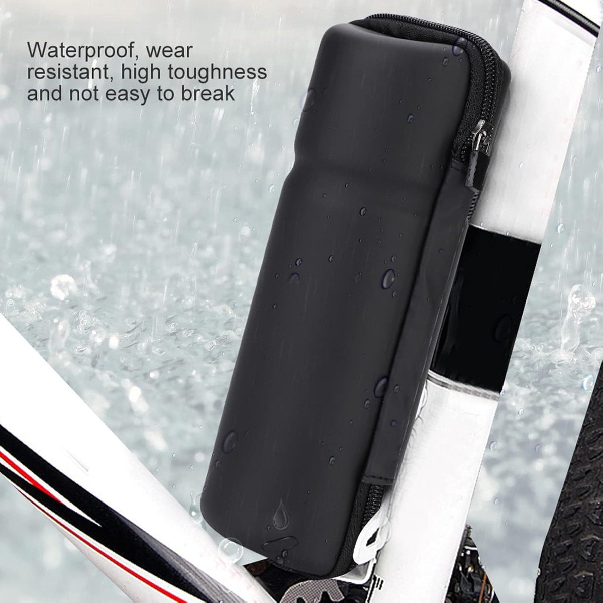 Bicycle frame bag - 23 x 9 cm - Rigid, waterproof, lightweight, wear-resistant, strong and unbreakable material - Can be used as a portable repair kit - Water bottle bag (black) - Image 2