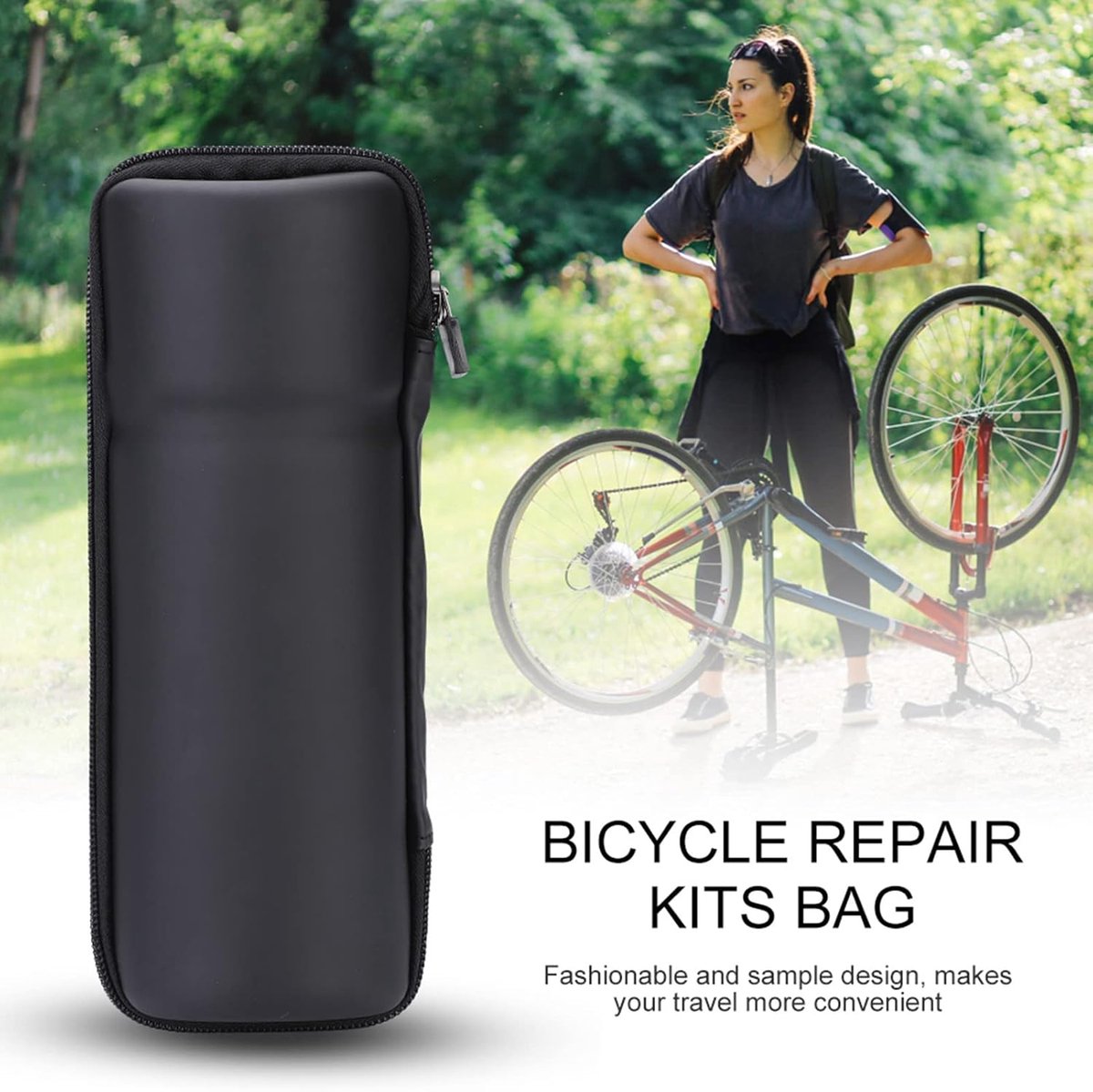 Bicycle frame bag - 23 x 9 cm - Rigid, waterproof, lightweight, wear-resistant, strong and unbreakable material - Can be used as a portable repair kit - Water bottle bag (black) - Image 3