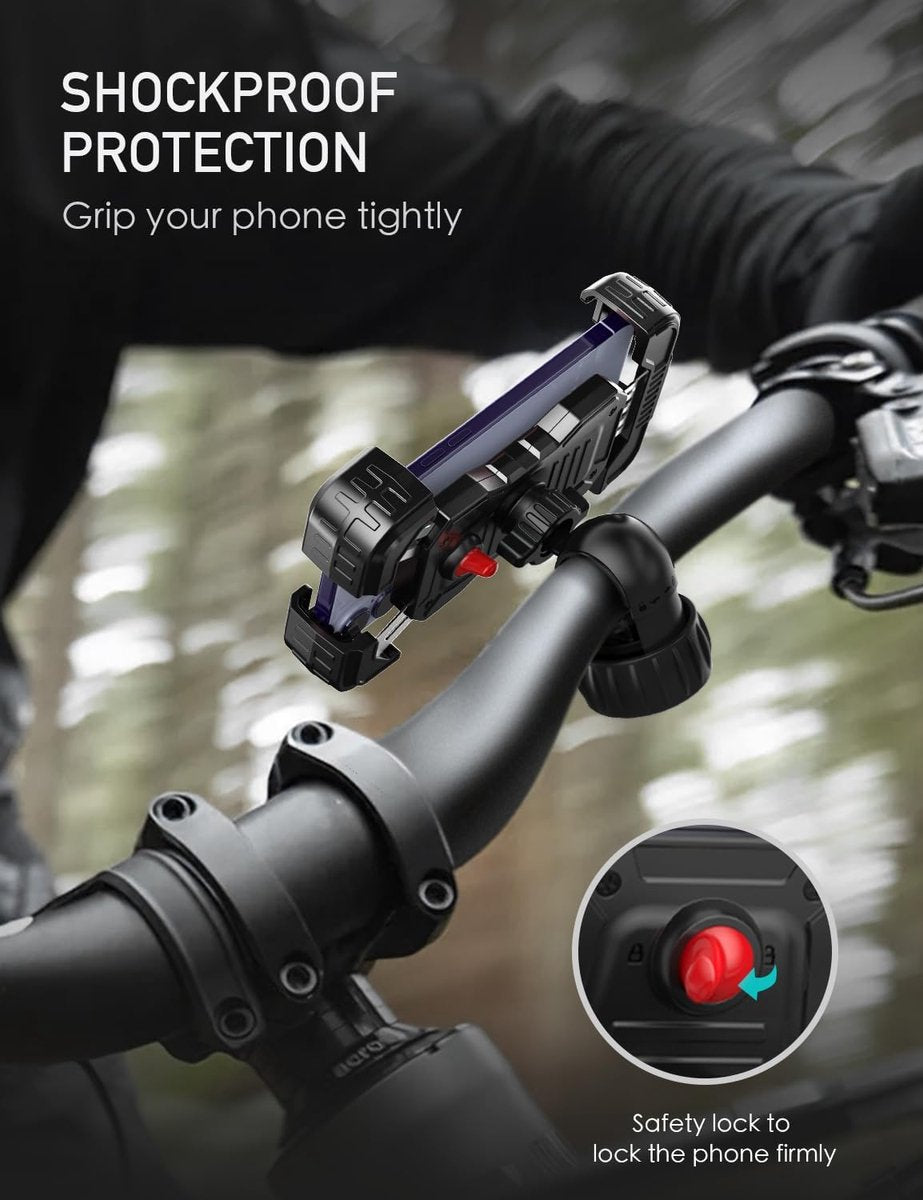 Bicycle phone mount - Motorcycle phone mount - Phone holder - Bicycle phone mount - Motorcycle phone mount - Adjustable - Universal - Handlebar - Black - Compatible with 4.7 to 6.8 inch phones - Image 2