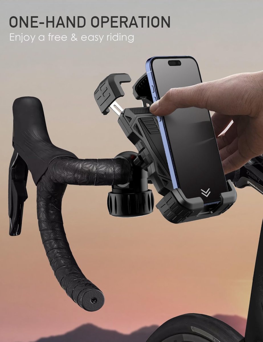 Bicycle phone mount - Motorcycle phone mount - Phone holder - Bicycle phone mount - Motorcycle phone mount - Adjustable - Universal - Handlebar - Black - Compatible with 4.7 to 6.8 inch phones - Image 6