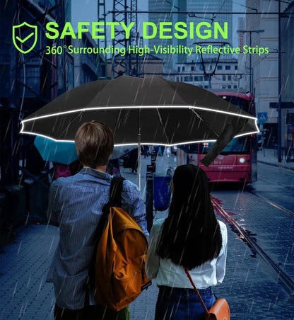 Folding storm umbrella - Parasol - Umbrella - Automatically extends - Sturdy and waterproof travel umbrella - Durable 10-rib frame - Reflective - Umbrellas - Image 5