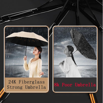 Parasol - Folding Storm Umbrella - Large Umbrella - 105cm Extendable - Large Folding Umbrella with 24 Self-Expanding Ribs - Folding Storm Umbrella - Storm Resistant up to 100km/h - Black - Image 6