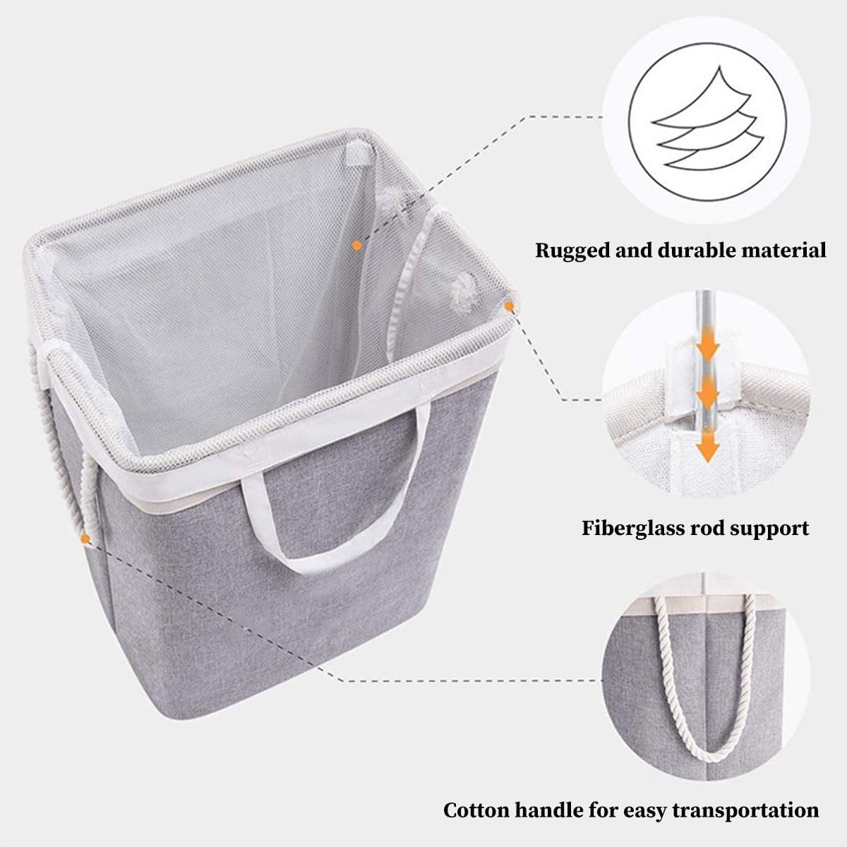 Collapsible laundry basket with lid, leak-proof and foldable bin, with removable bag, large capacity, storage bag, for dorm room, bedroom, bathroom, clothes and toys, brown - Image 3