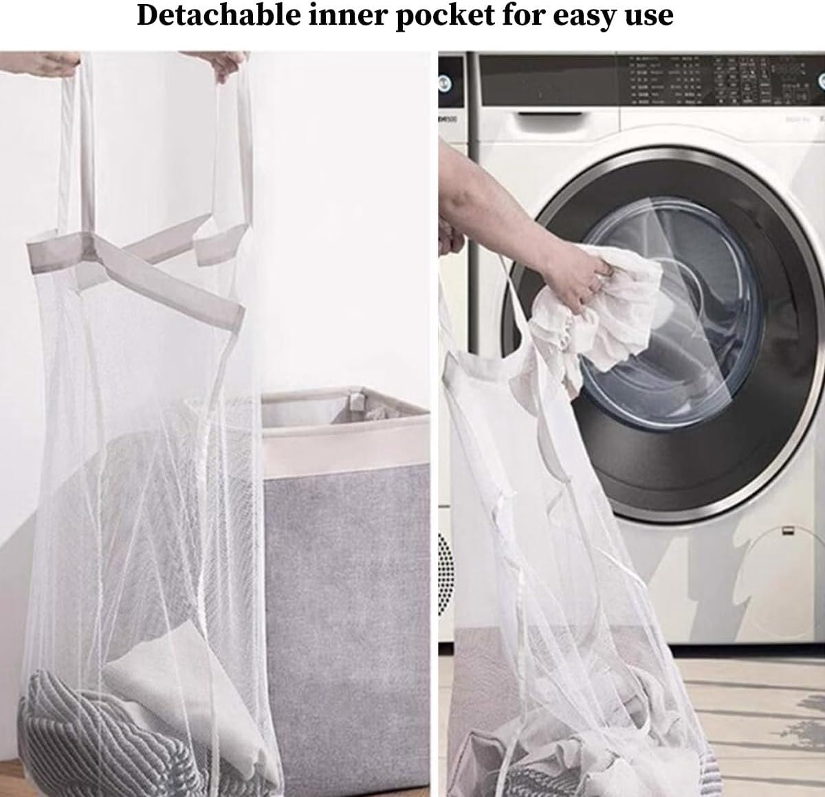 Collapsible laundry basket with lid, leak-proof and foldable bin, with removable bag, large capacity, storage bag, for dorm room, bedroom, bathroom, clothes and toys, brown - Image 4