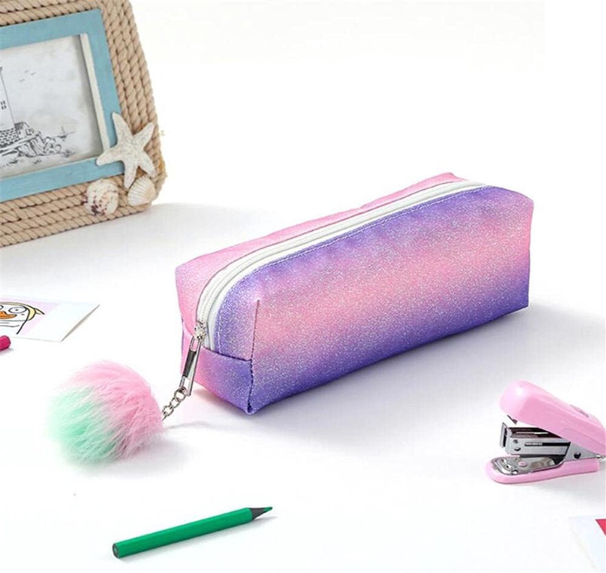 Pencil case - Pencil case for boys - Pencil case for girls - School pencil cases - School supplies - Large capacity rainbow glitter pencil case - Student desk storage box - Image 2