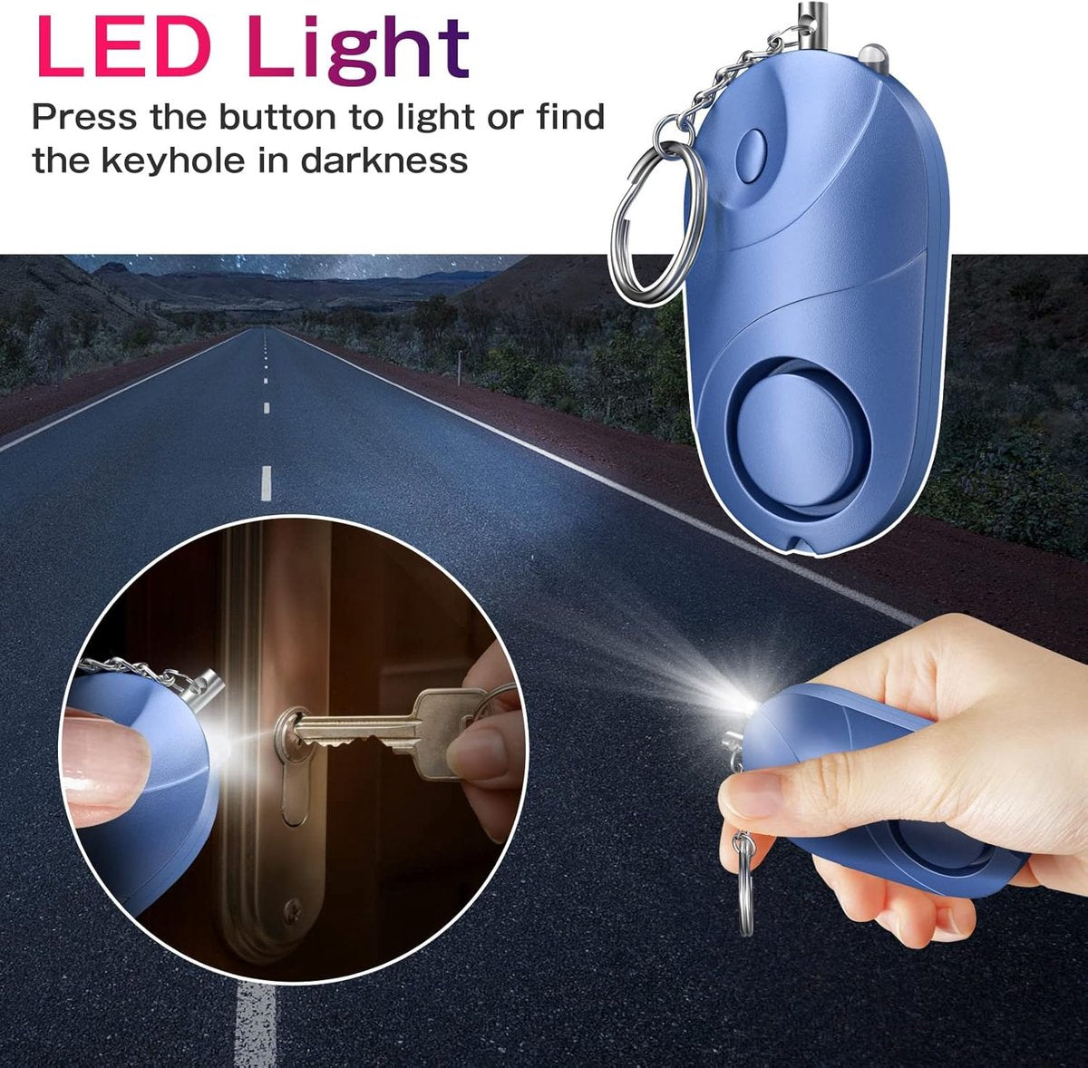 Panic Alarm - Personal Alarm - Personal Pocket Alarm - Keychain Siren - Safe Audible Personal Security Alarm - 130 dB with LED Light - For Children, Women and the Elderly (Black) - Image 3