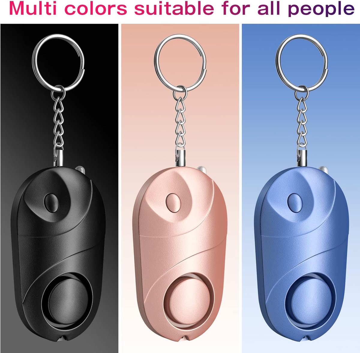 Panic Alarm - Personal Alarm - Personal Pocket Alarm - Keychain Siren - Safe Audible Personal Security Alarm - 130 dB with LED Light - For Children, Women and the Elderly (Black) - Image 4