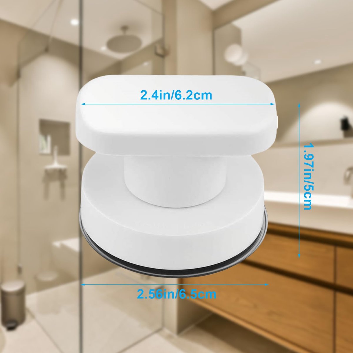 4 studs - zuignap deurgrepen - Douche Handgreep met Zuignap Badkamer - Zuignapgreep - Deurgreep - Handgreep Met Zuignap - voor badkamer, kast, terras schuifdeuren - sterke vacuümzuiging - 62*50mm - Wit - Image 2