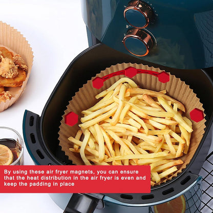 2 pcs Airfryer Silicone Magnetic Loops - Parchment Paper and Disposable Liners - Airfryer Silicone Magnetic Strips - Ideal for Airfryer Accessories - Prevents the paper from burning on contact with the heating element - Red - Image 3