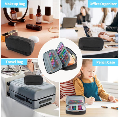Large capacity pencil case, suitable for teenagers and adults, attractive black pencil case, unisex pencil case - Image 4