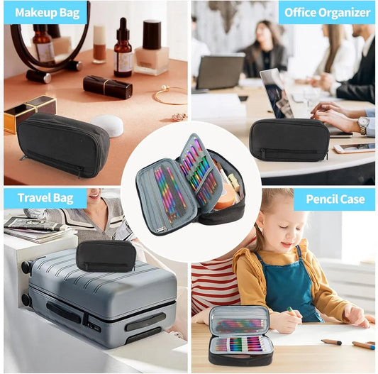 Large capacity pencil case, suitable for teenagers and adults, attractive black pencil case, unisex pencil case - Image 4