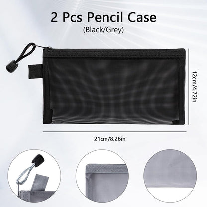 2pcs Transparent pencil case with zipper (21 x 11.5 cm) - Waterproof - For Girls and Boys - Image 3