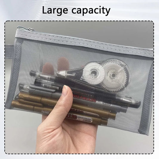2pcs Transparent pencil case with zipper (21 x 11.5 cm) - Waterproof - For Girls and Boys - Image 4