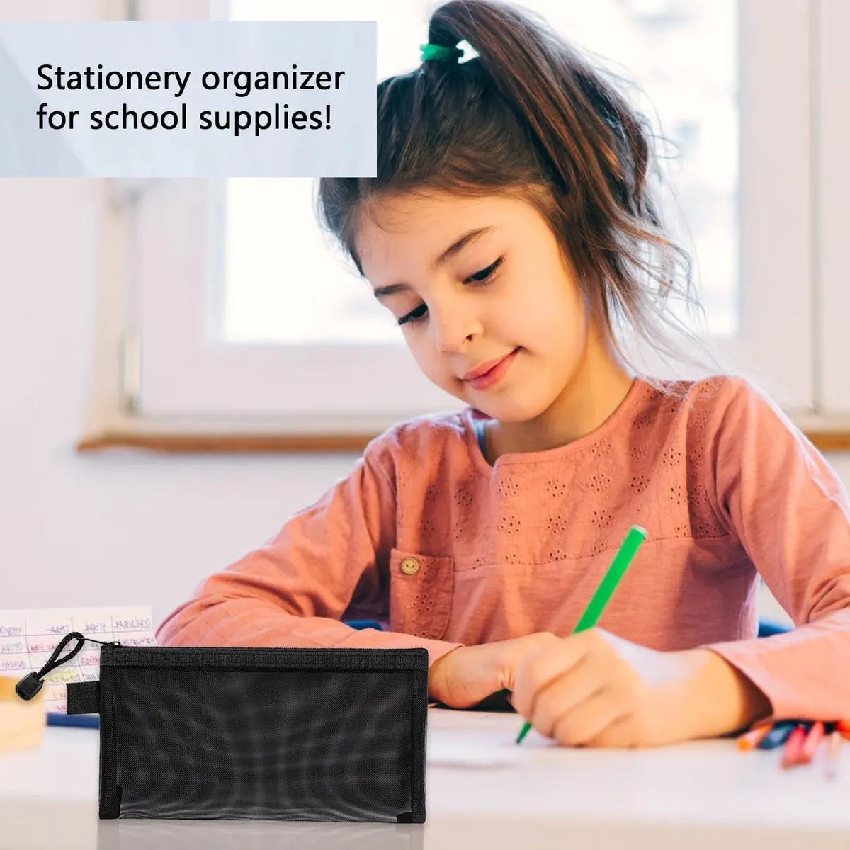2pcs Transparent pencil case with zipper (21 x 11.5 cm) - Waterproof - For Girls and Boys - Image 5